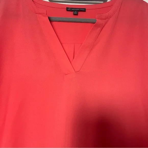 NWOT Adrianna Papell Vibrant Coral Blouse - Picture 2 of 8